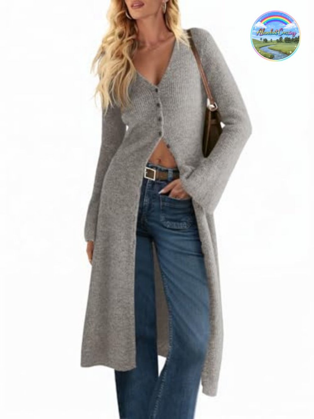 Chunky Knit Open Front Long Cardigan Midi Dress